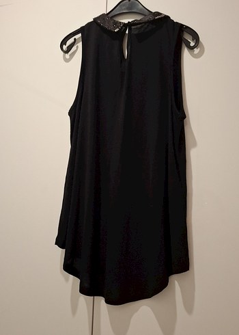 Siyah Parlak Saten Kolsuz Gömlek - Görsel 3