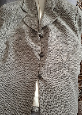 Kadın Bej Keten Ceket - Görsel 4