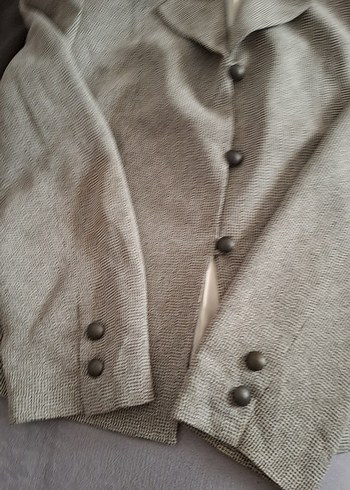 Kadın Bej Keten Ceket - Görsel 5