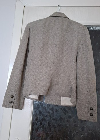 Kadın Bej Keten Ceket - Görsel 2