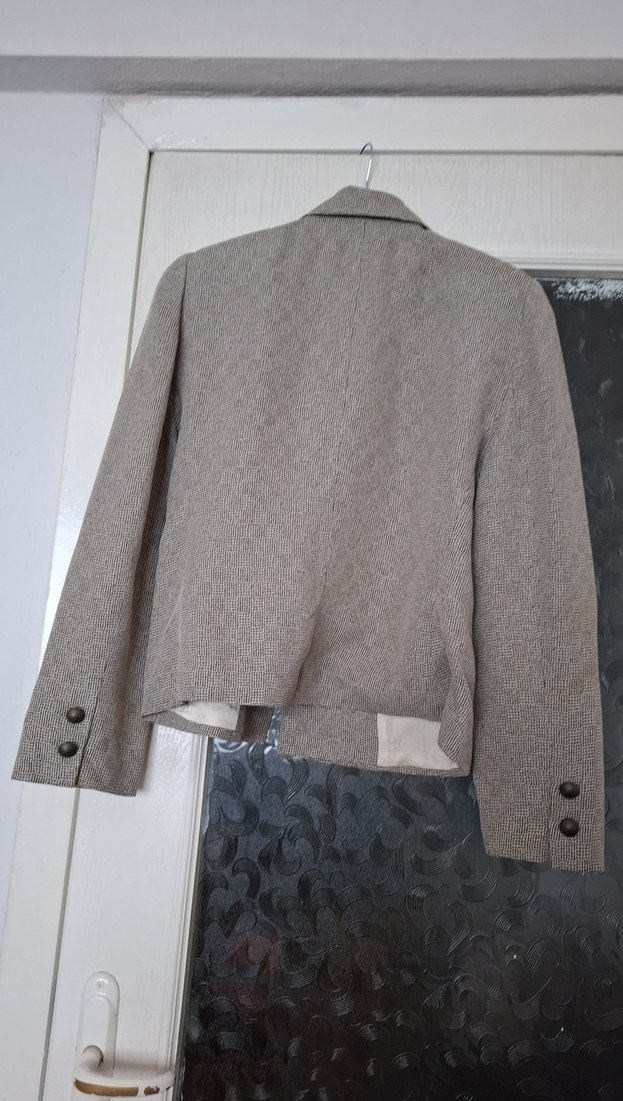 Kadın Bej Keten Ceket - Görsel 2