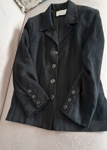 Siyah Süet Düğmeli Kadın Blazer Ceket - Görsel 5