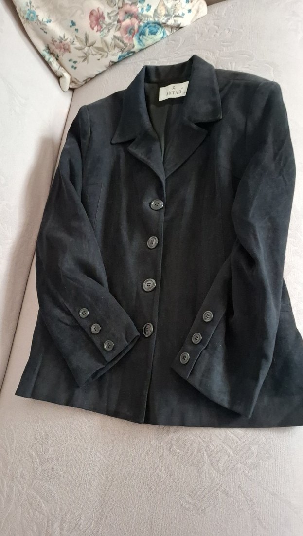 Siyah Süet Düğmeli Kadın Blazer Ceket - Görsel 5