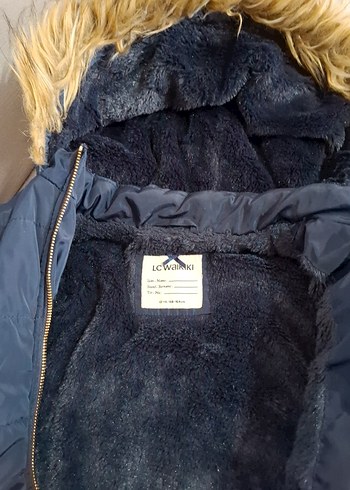 Uzun Lacivert Kız çocuk Kış Montu Fermuarlı. - Görsel 4