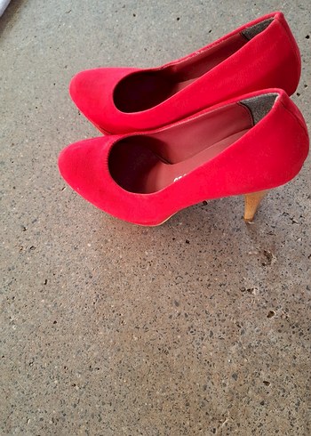 Kırmızı Süet Yüksek Topuklu Stiletto - Görsel 2