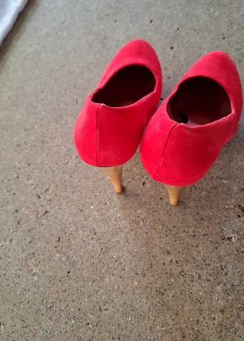 Kırmızı Süet Yüksek Topuklu Stiletto - Görsel 3