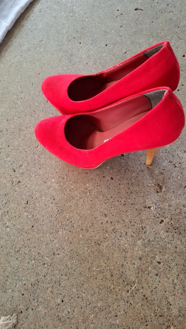 Kırmızı Süet Yüksek Topuklu Stiletto - Görsel 2