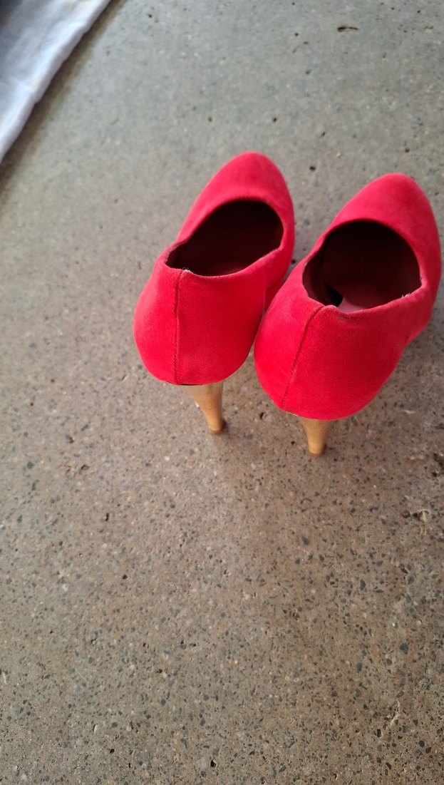 Kırmızı Süet Yüksek Topuklu Stiletto - Görsel 3