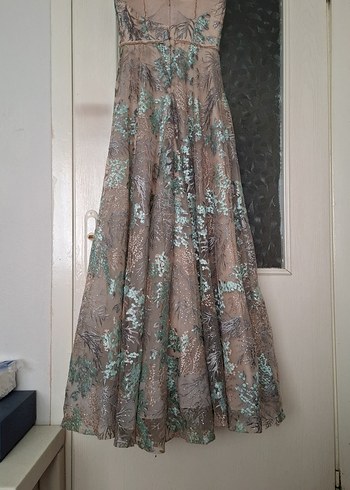 Nakışlı Bohem Uzun Abiye Elbise - Görsel 4