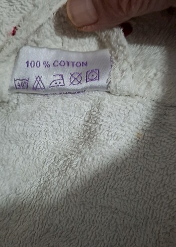 Kadın Beyaz Nakışlı Pamuk Bornoz - Görsel 6