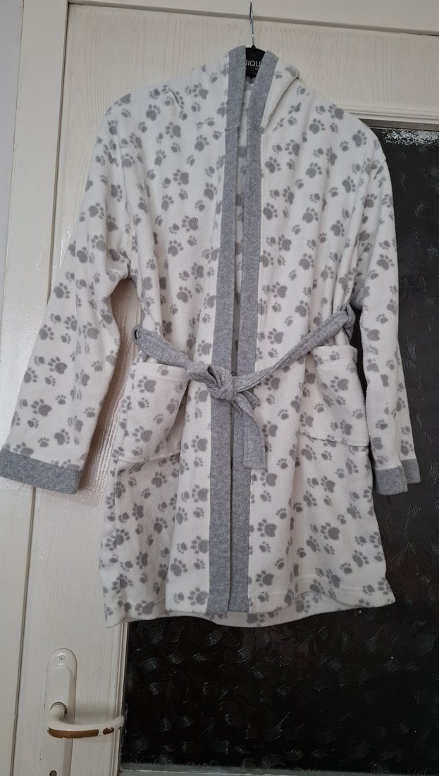 Kız Çocuk Gri Desenli Bornoz - Görsel 2