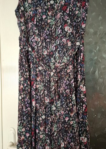 Bohem Çok Renkli Uzun V Yaka Elbise - Görsel 4