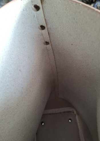 Bej Deri Kadın Omuz Çantası Tokalı - Görsel 6