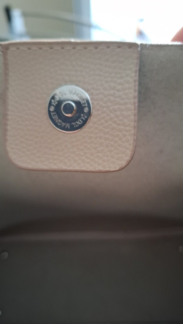 Bej Deri Kadın Omuz Çantası Tokalı - Görsel 5