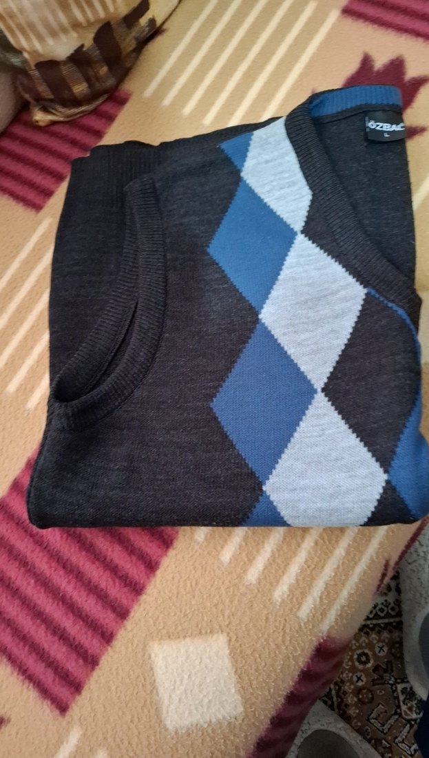 Baklava desenli erkek süveter - Görsel 5