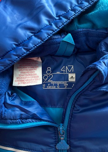 Adidas Mavi Erkek Çocuk Kapüşonlu Fermuarlı Mont