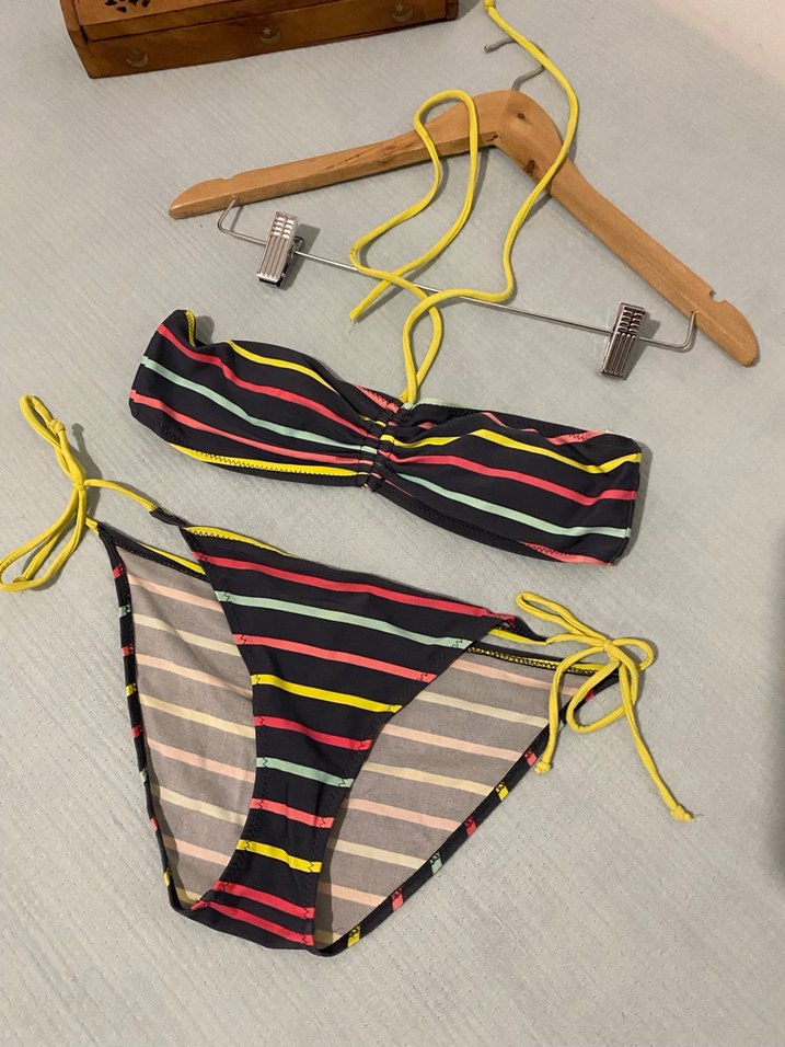 Renkli Çizgili Bohem Bikini Takımı - Görsel 2