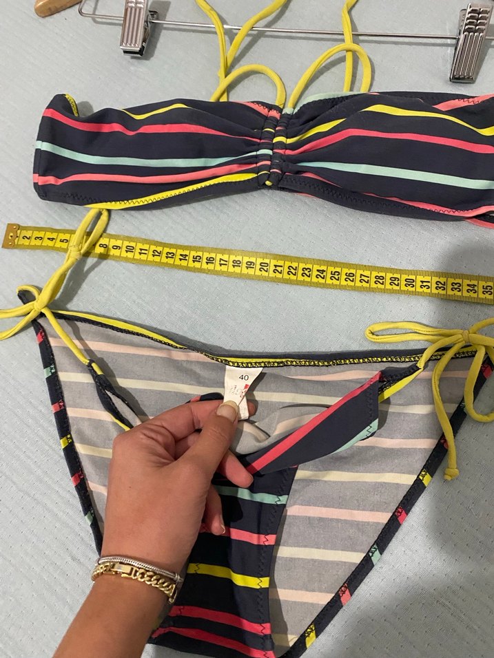 Renkli Çizgili Bohem Bikini Takımı - Görsel 4