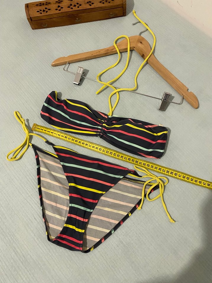 Renkli Çizgili Bohem Bikini Takımı - Görsel 3