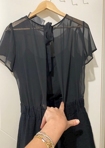 Şeffaf Kısa Kollu Siyah Kadın Tulum - Görsel 4