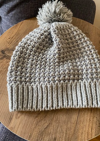 Gri Örgü Kadın Bere Ponponlu - Görsel 3