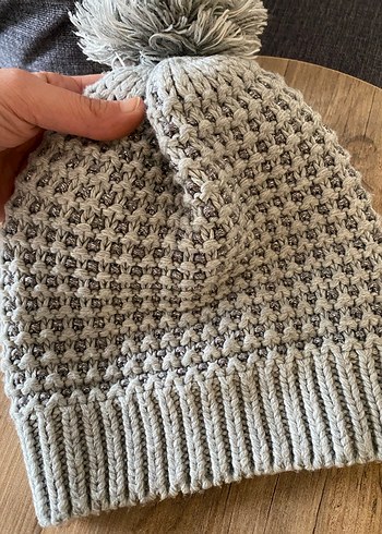 Gri Örgü Kadın Bere Ponponlu - Görsel 2