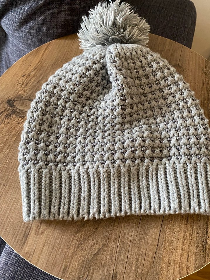 Gri Örgü Kadın Bere Ponponlu - Görsel 3