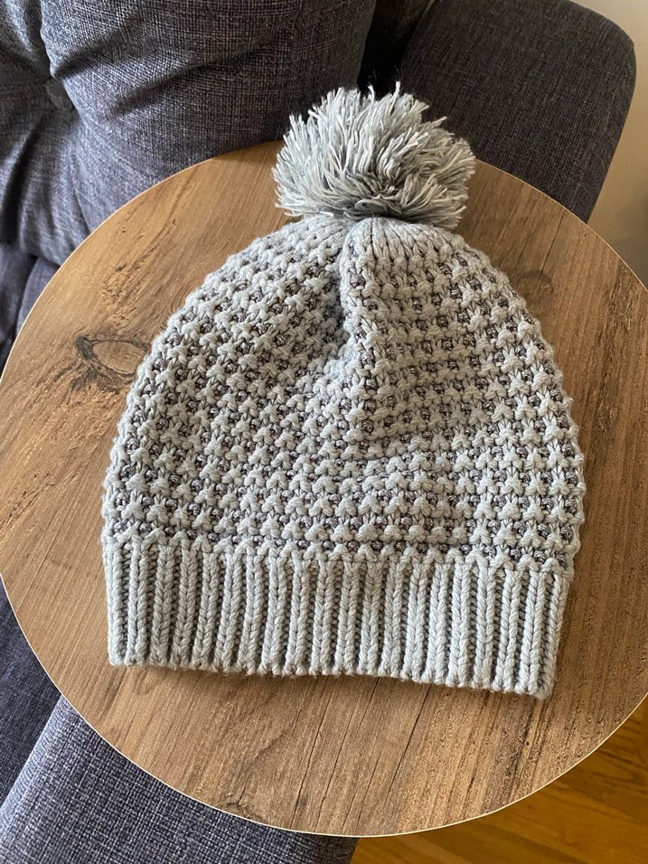 Gri Örgü Kadın Bere Ponponlu - Görsel 4