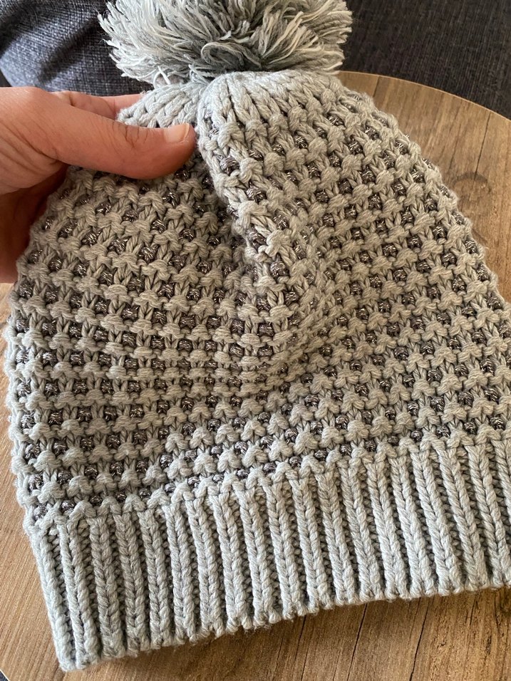 Gri Örgü Kadın Bere Ponponlu - Görsel 2