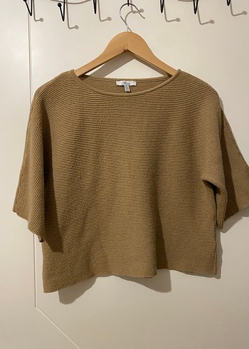 Bej Örgü Kadın Kısa Kollu Kazak - Görsel 2