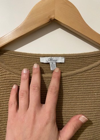 Bej Örgü Kadın Kısa Kollu Kazak - Görsel 4