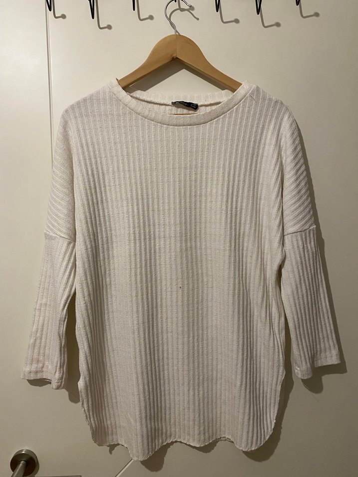 Kadın Beyaz Triko Uzun Kollu Bluz - Görsel 2