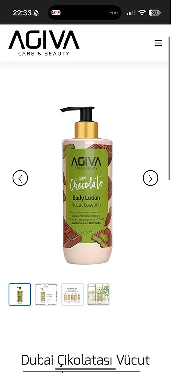 Agiva Dubai çikolatalı vücut losyonu