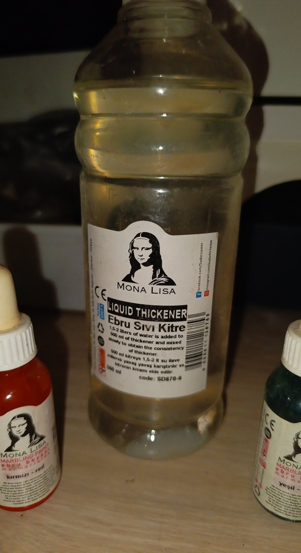 Ebru Sanatı Boyası Seti 4 Renk ve Kitre Sıvısı - Görsel 2