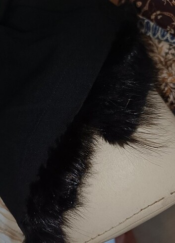 Tüylü Siyah Penye Elbise - Görsel 7