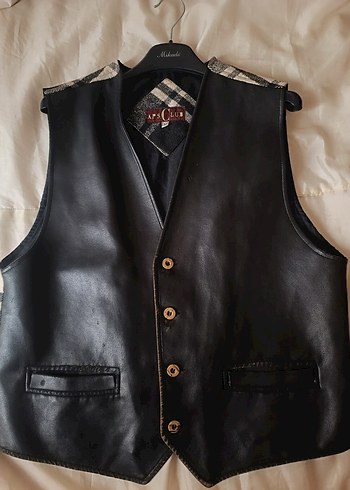 American Vintage Vintage Ekoseli Siyah Deri Yelek