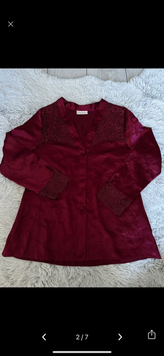 Bordo Nakışlı Uzun Kollu Kadın gecelik - Görsel 3