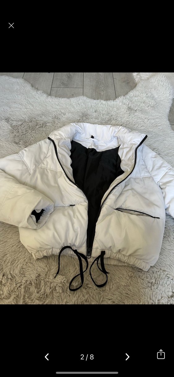 Beyaz Fermuarlı Kışlık Kadın Mont - Görsel 2