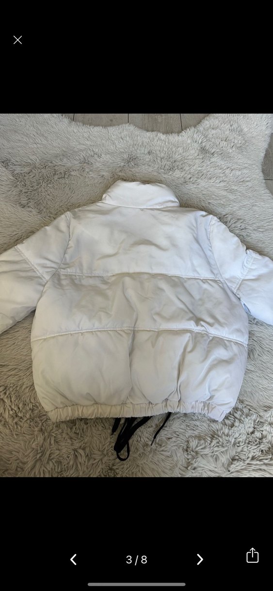 Beyaz Fermuarlı Kışlık Kadın Mont - Görsel 3