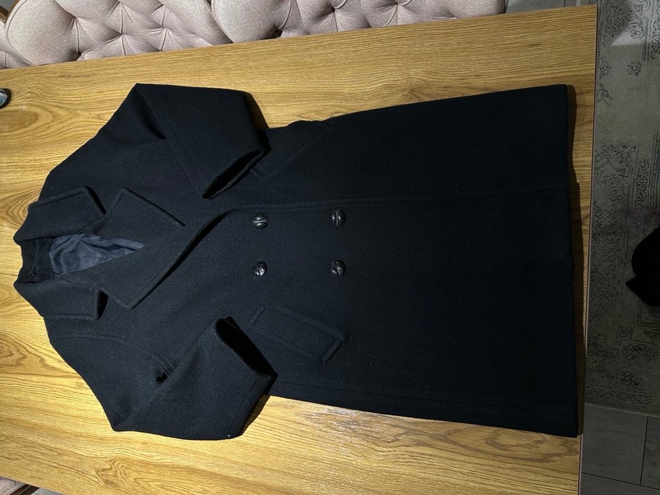 Siyah Çift Düğmeli Kaban - Görsel 2