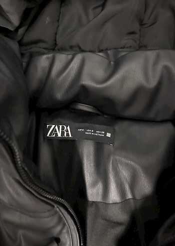 Zara deri görünümlü şişme mont - Görsel 5