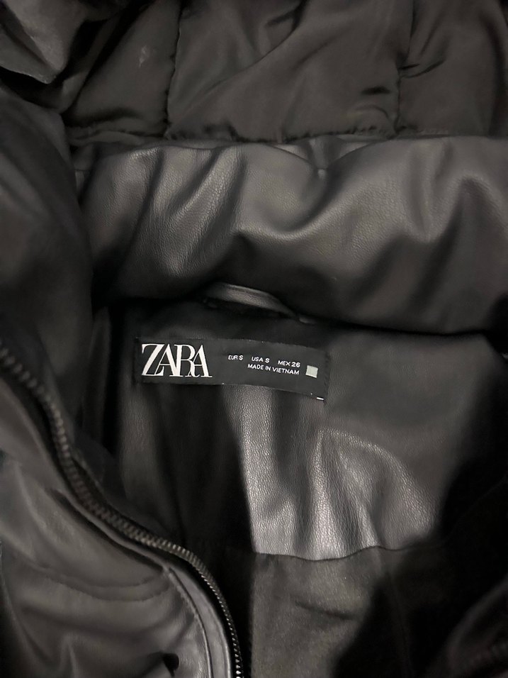 Zara deri görünümlü şişme mont - Görsel 5