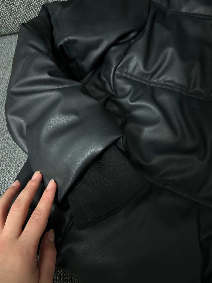 Zara deri görünümlü şişme mont - Görsel 3