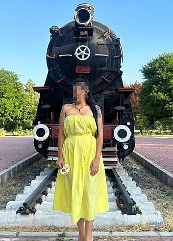 Sarı midi elbise 