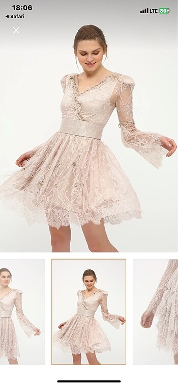 Betty&Sam el işi taş işlemeli dantelli gece elbisesi - Görsel 5