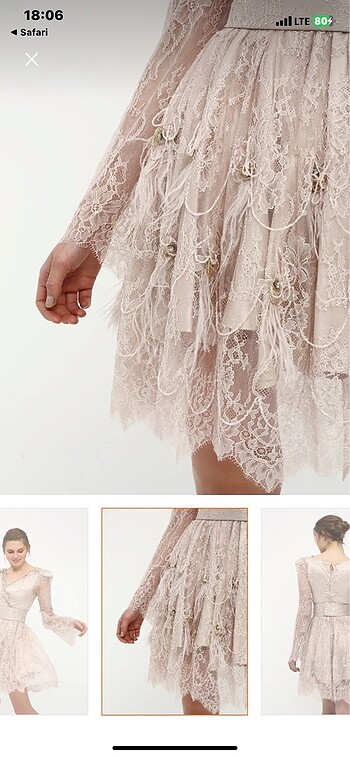 Betty&Sam el işi taş işlemeli dantelli gece elbisesi - Görsel 6