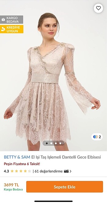 Betty&Sam el işi taş işlemeli dantelli gece elbisesi - Görsel 8