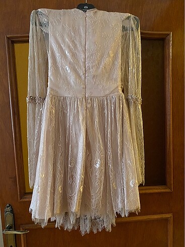 Betty&Sam el işi taş işlemeli dantelli gece elbisesi - Görsel 2