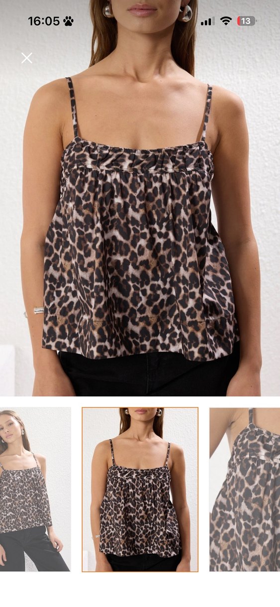 Leopar Desenli Askılı Salaş Bluz - Görsel 3