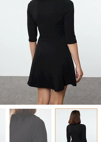 Siyah V Yaka Mini Elbise - Görsel 5